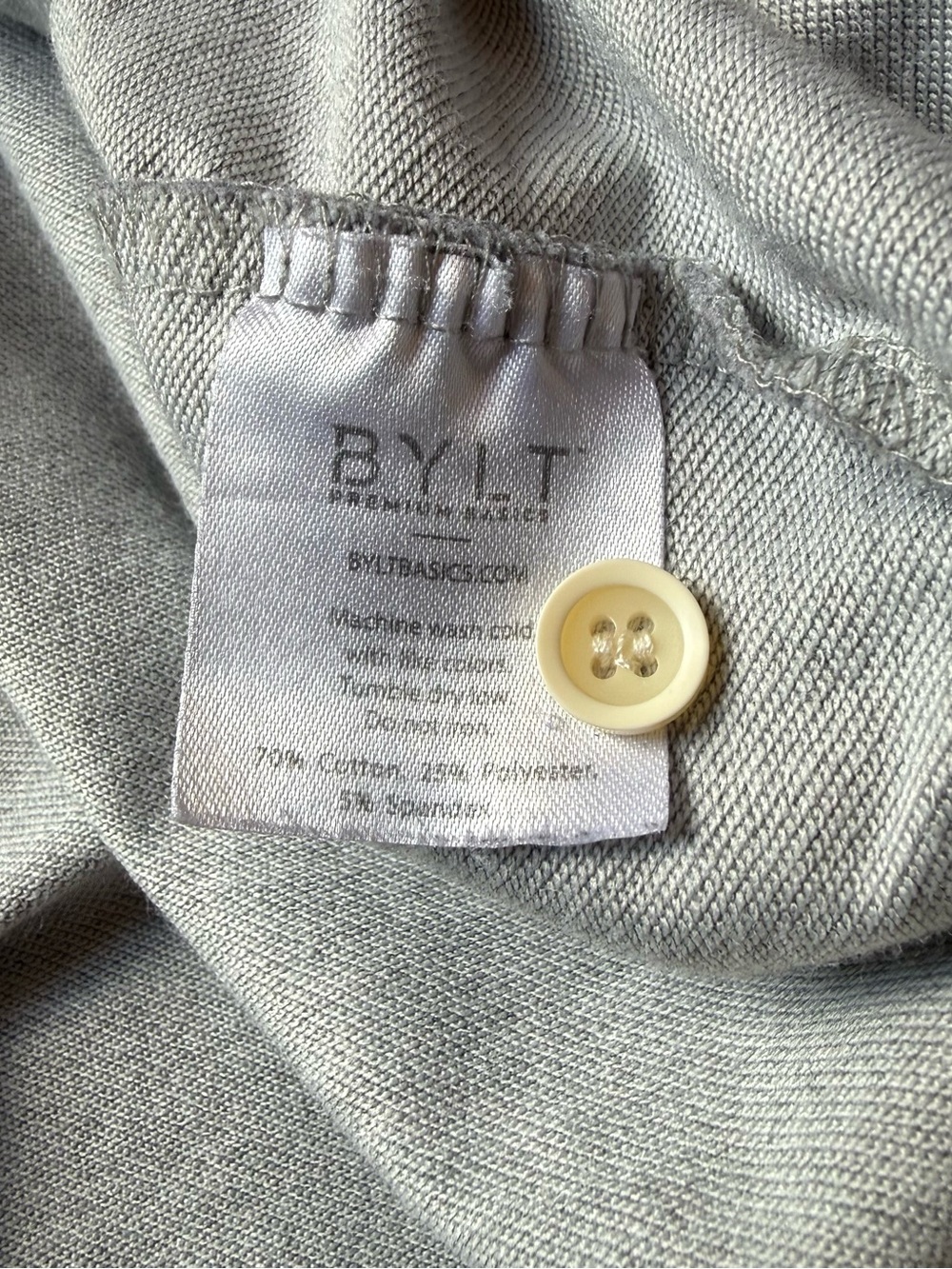 BYLT Basics Drop-Cut: LUX Hooded Henley Heather Grey XL - Picture 3 of 9